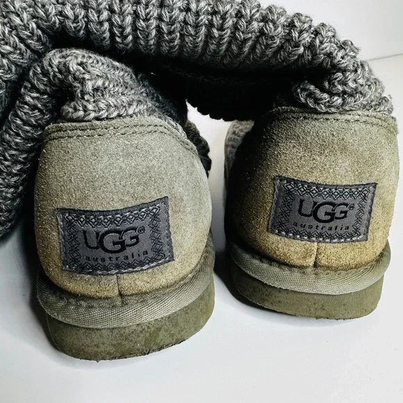 UGG Australia Cardy Classic 2 Button Knit Tall Sweater Boots 5819 Gray Women's 9 - Picture 8 of 12